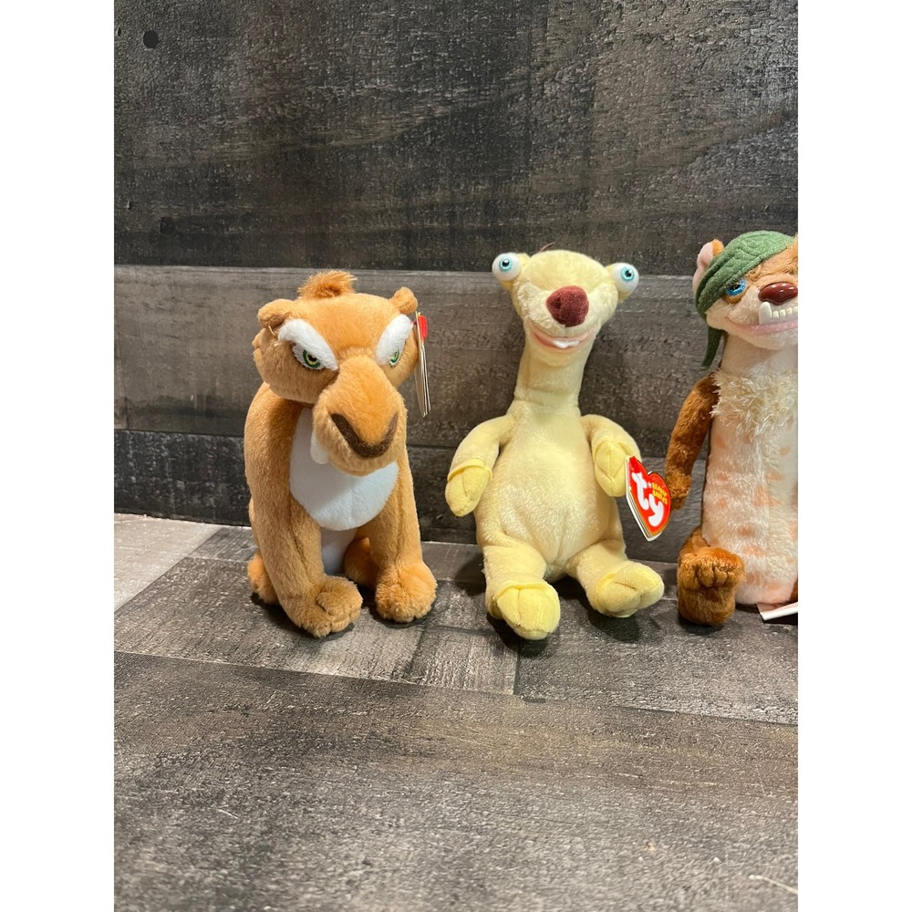 Ty Beanie Babies Ice Age Plush Set Manny Sid Diego Buck 4pc Collection NWT